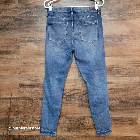 Blanknyc intro Jeans 29 Mid Rise Skinny Tummy Control Raw Step Hem Medium Light - Picture 2 of 14